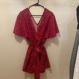 Red Polka Dot Wrap Dress